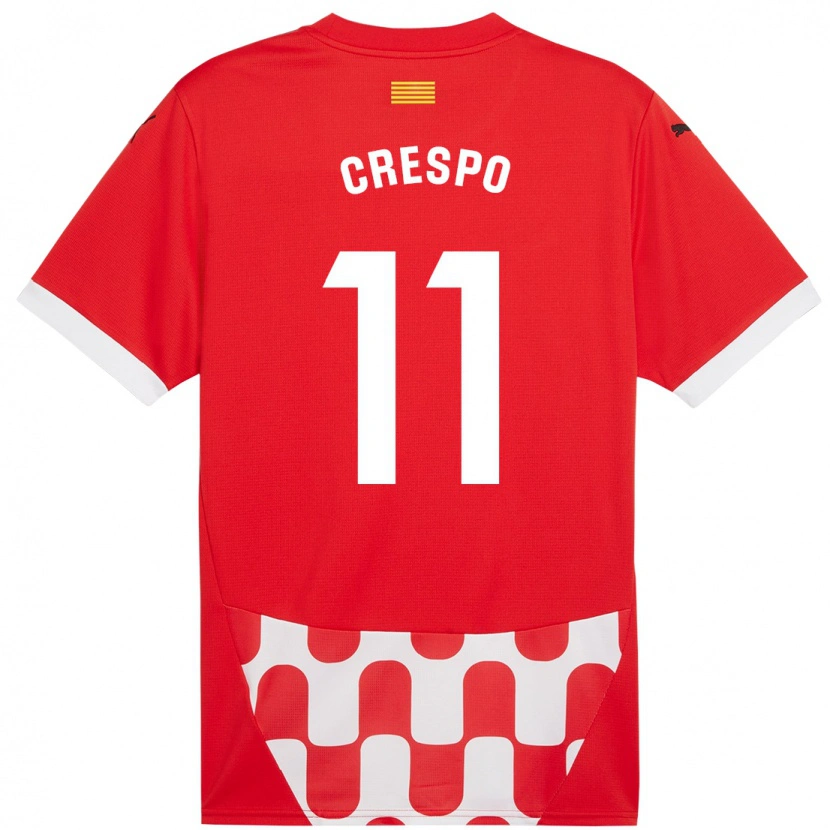 Danxen Bambino Maglia Lydia Crespo #11 Rosso Bianco Kit Gara Home 2024/25 Maglietta