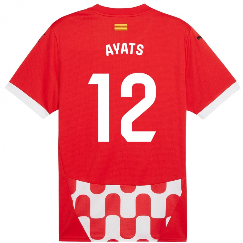 Danxen Bambino Maglia Mònica Ayats #12 Rosso Bianco Kit Gara Home 2024/25 Maglietta