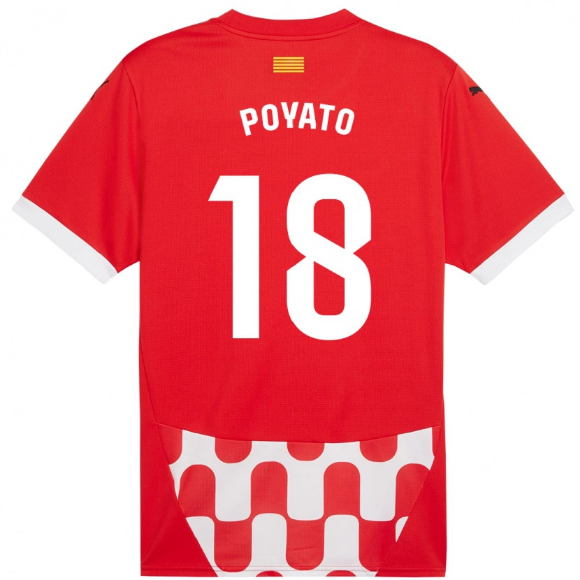 Danxen Bambino Maglia Marina Poyato #18 Rosso Bianco Kit Gara Home 2024/25 Maglietta