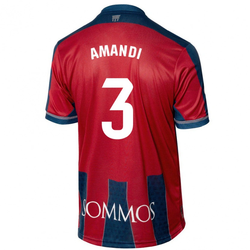 Danxen Bambino Maglia Iván Amandi #3 Rosso Blu Kit Gara Home 2024/25 Maglietta