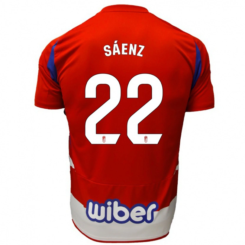 Danxen Bambino Maglia Pablo Sáenz #22 Rosso Bianco Blu Kit Gara Home 2024/25 Maglietta
