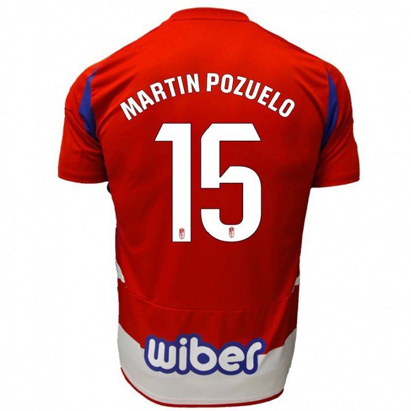 Danxen Bambino Maglia Esther Martín-Pozuelo #15 Rosso Bianco Blu Kit Gara Home 2024/25 Maglietta