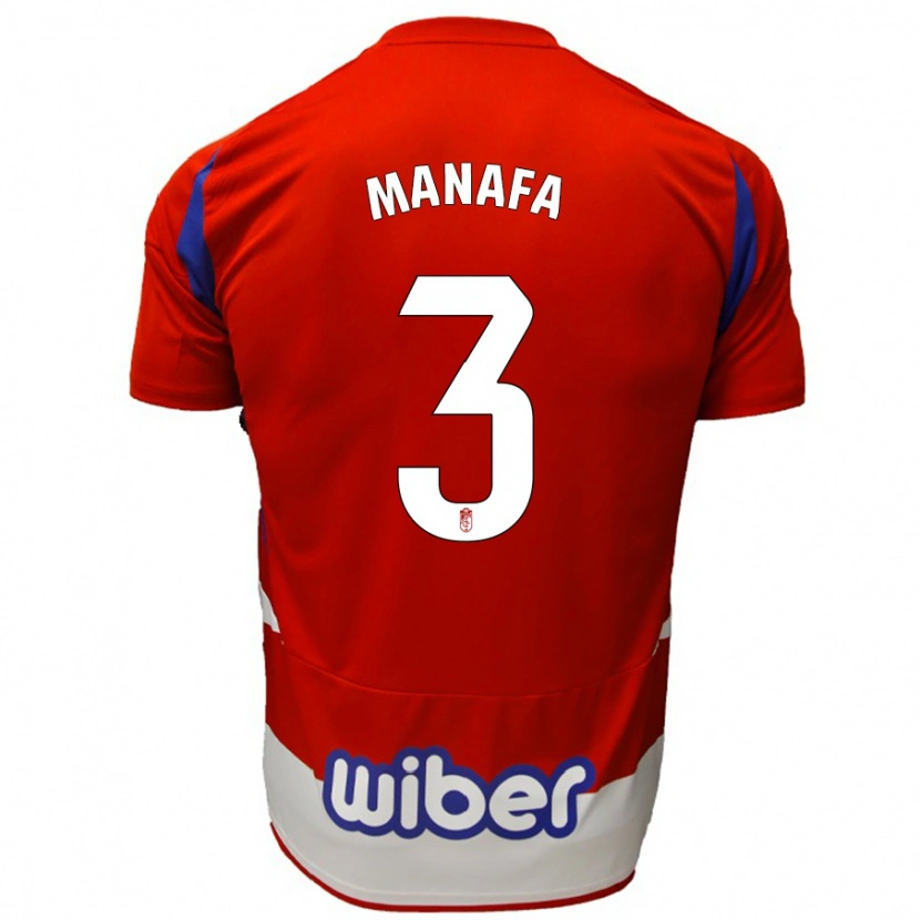 Danxen Bambino Maglia Wilson Manafá #3 Rosso Bianco Blu Kit Gara Home 2024/25 Maglietta