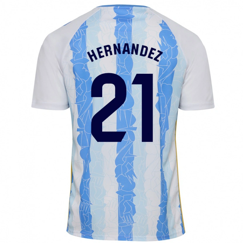 Danxen Bambino Maglia Juan Hernández #21 Bianco Blu Kit Gara Home 2024/25 Maglietta