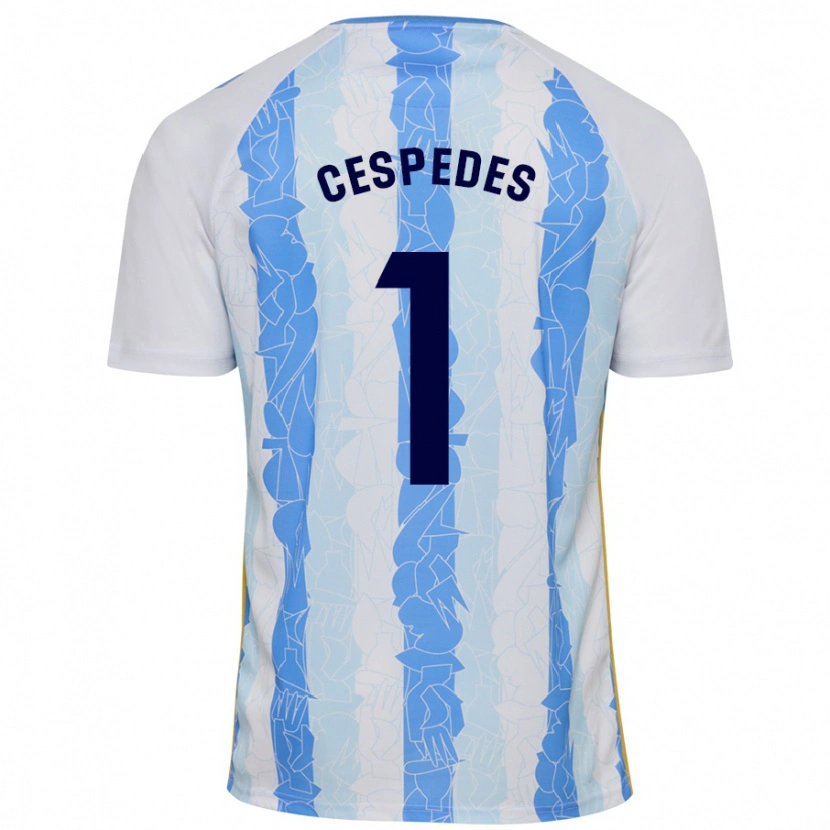 Danxen Bambino Maglia Andrés Céspedes #1 Bianco Blu Kit Gara Home 2024/25 Maglietta