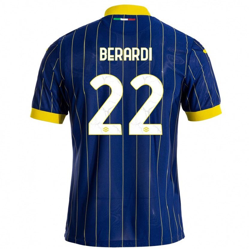 Danxen Bambino Maglia Alessandro Berardi #22 Blu Giallo Kit Gara Home 2024/25 Maglietta