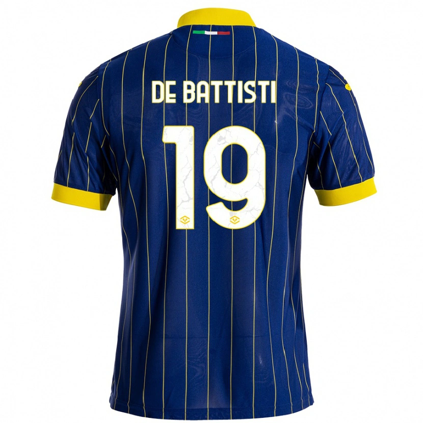 Danxen Bambino Maglia Davide De Battisti #19 Blu Giallo Kit Gara Home 2024/25 Maglietta