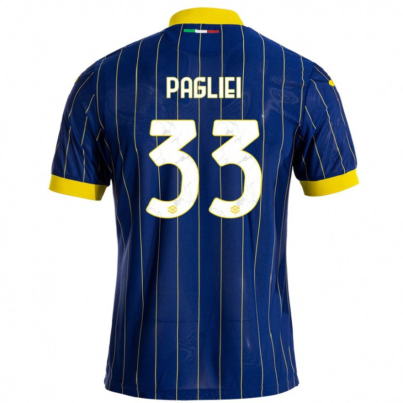Danxen Bambino Maglia Matteo Pagliei #33 Blu Giallo Kit Gara Home 2024/25 Maglietta