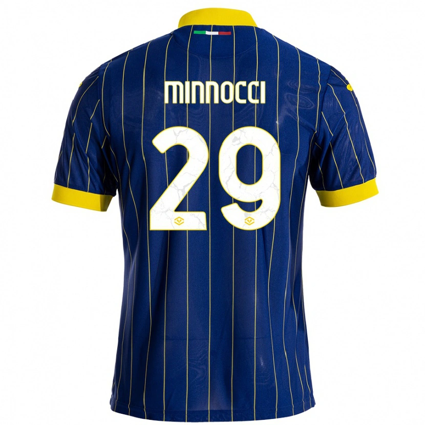 Danxen Bambino Maglia Valerio Minnocci #29 Blu Giallo Kit Gara Home 2024/25 Maglietta