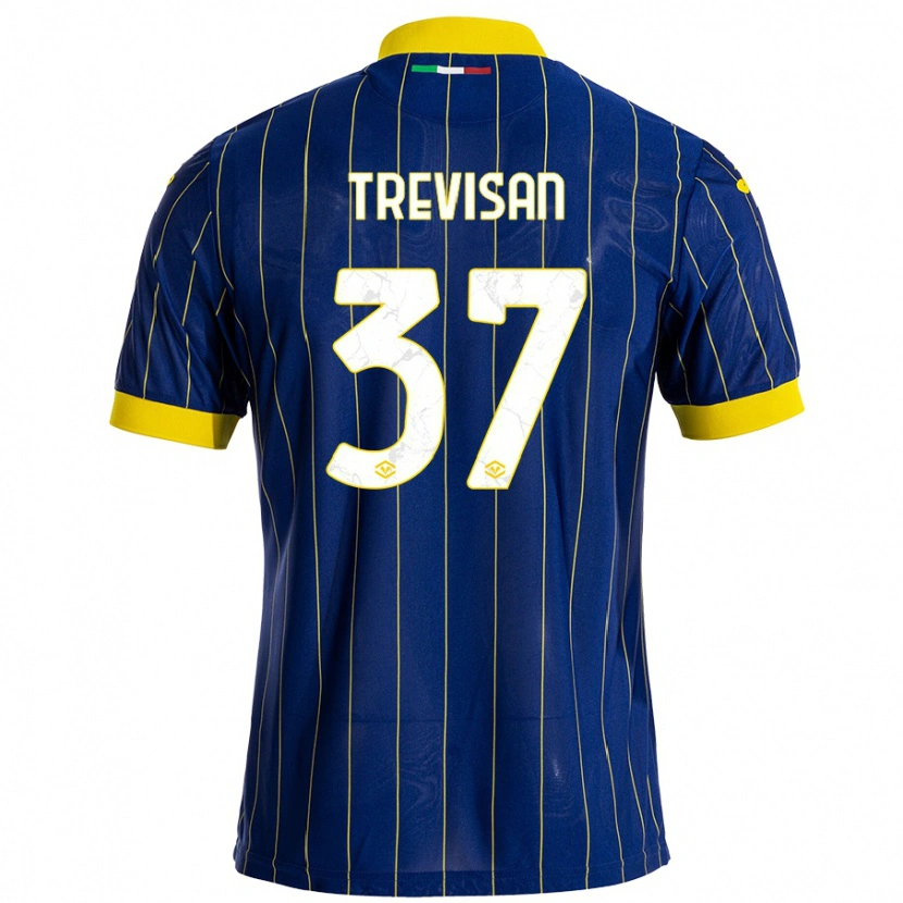 Danxen Bambino Maglia Michael Trevisan #37 Blu Giallo Kit Gara Home 2024/25 Maglietta