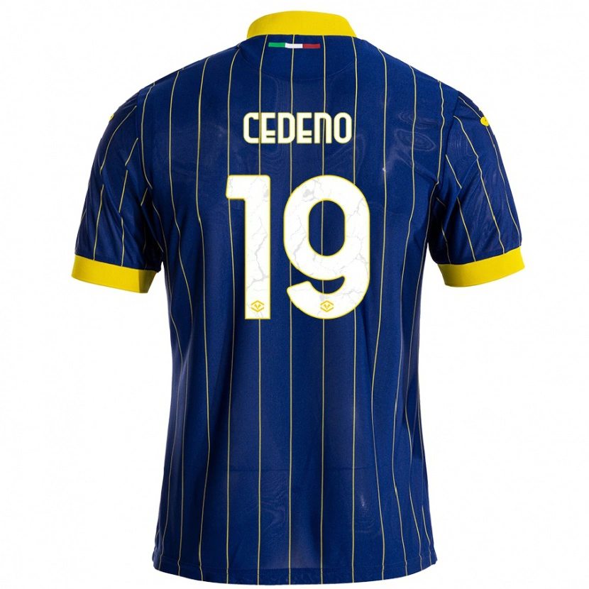 Danxen Bambino Maglia Lineth Cedeno #19 Blu Giallo Kit Gara Home 2024/25 Maglietta
