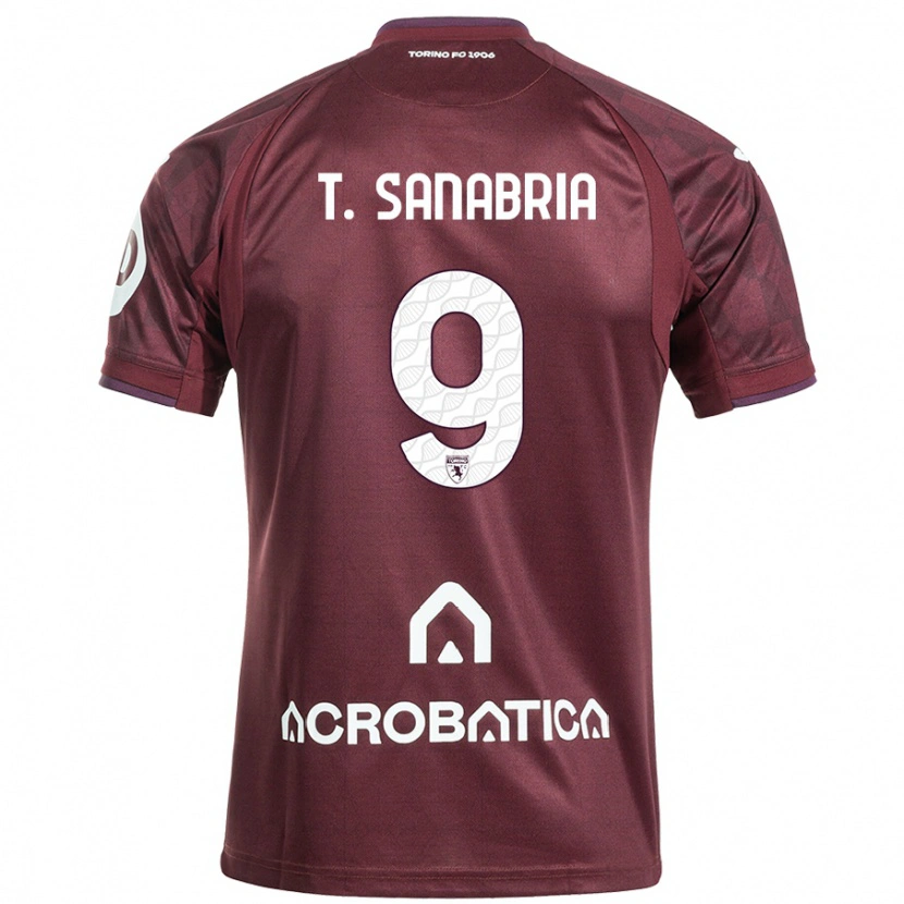 Danxen Bambino Maglia Antonio Sanabria #9 Marrone Bianco Kit Gara Home 2024/25 Maglietta