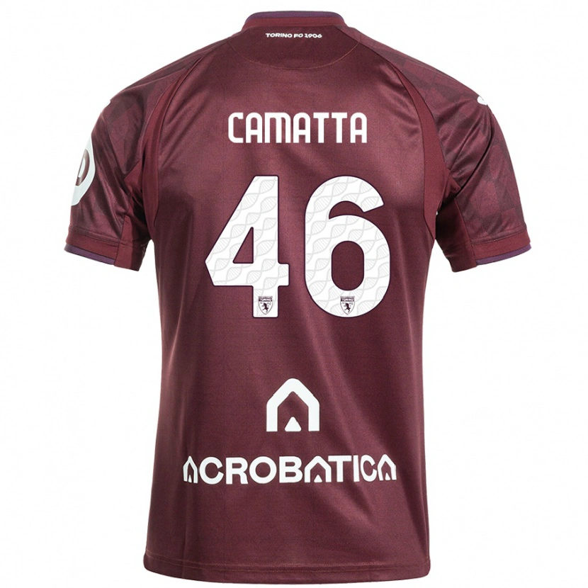 Danxen Bambino Maglia Alessandro Camatta #46 Marrone Bianco Kit Gara Home 2024/25 Maglietta