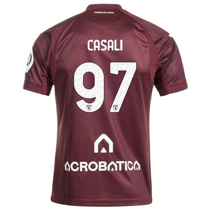 Danxen Bambino Maglia Michele Casali #97 Marrone Bianco Kit Gara Home 2024/25 Maglietta