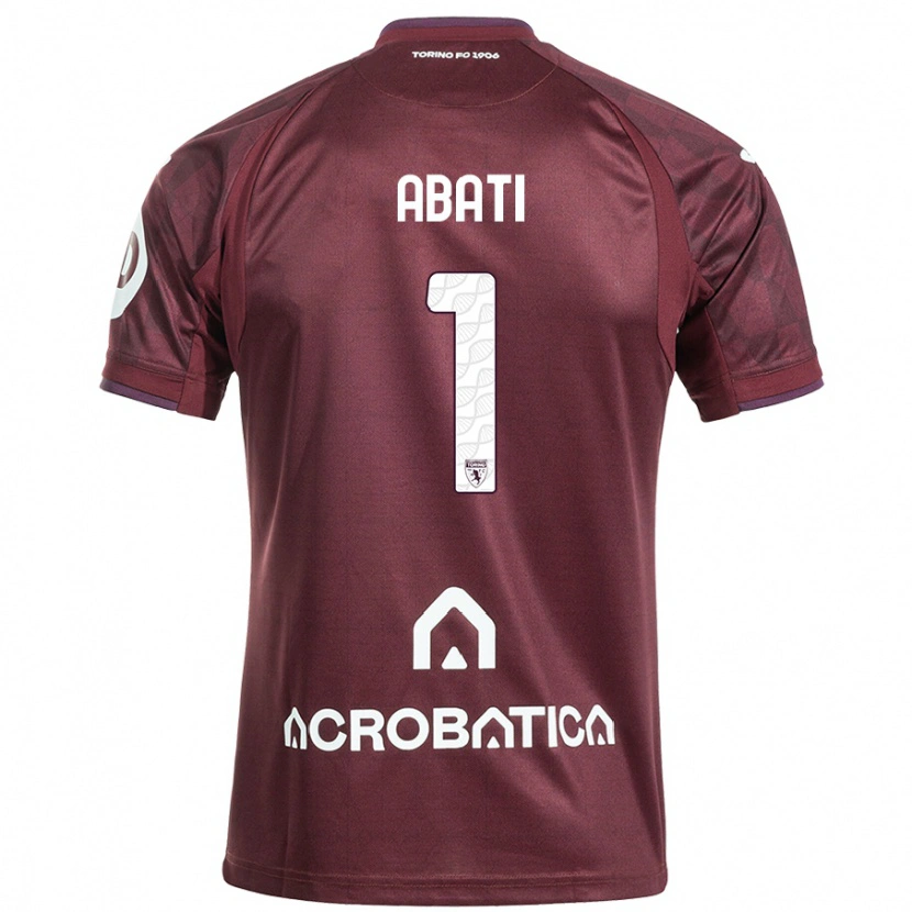 Danxen Bambino Maglia Lorenzo Abati #1 Marrone Bianco Kit Gara Home 2024/25 Maglietta
