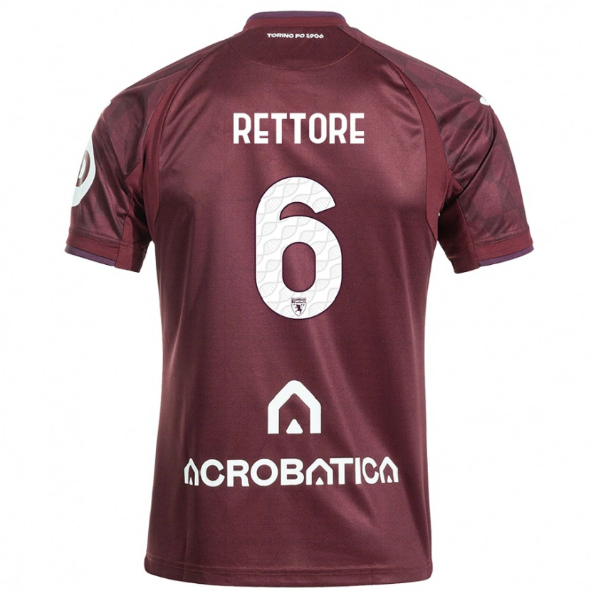 Danxen Bambino Maglia Mirko Rettore #6 Marrone Bianco Kit Gara Home 2024/25 Maglietta