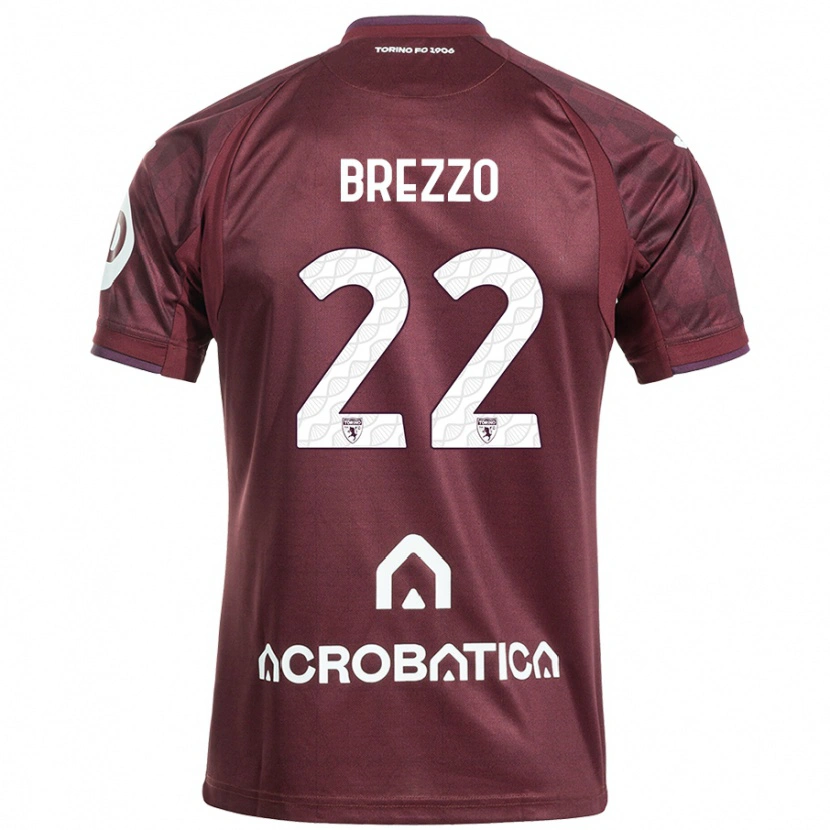 Danxen Bambino Maglia Matteo Brezzo #22 Marrone Bianco Kit Gara Home 2024/25 Maglietta