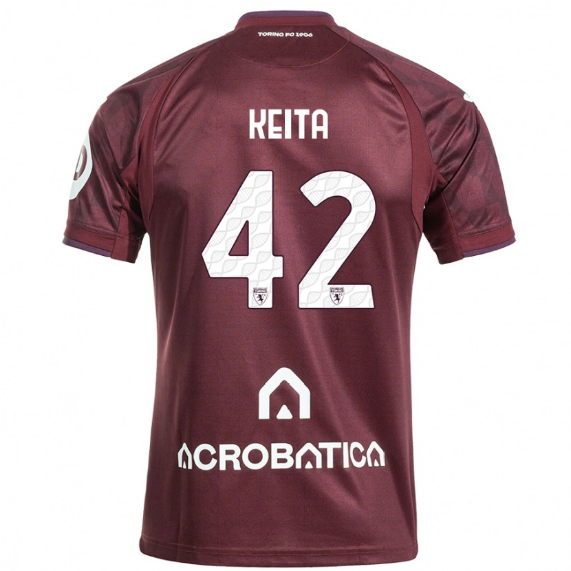 Danxen Bambino Maglia Karamoko Keita #42 Marrone Bianco Kit Gara Home 2024/25 Maglietta
