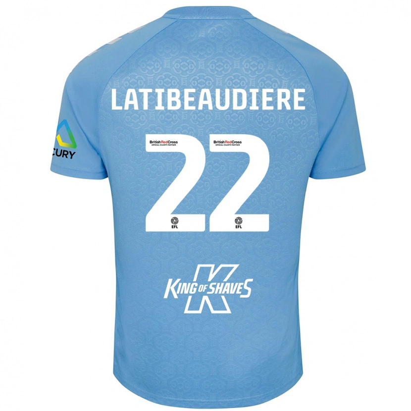 Danxen Bambino Maglia Joel Latibeaudiere #22 Blu Bianco Kit Gara Home 2024/25 Maglietta