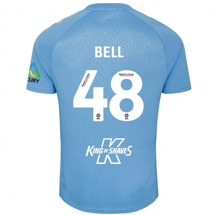 Danxen Bambino Maglia Luke Bell #48 Blu Bianco Kit Gara Home 2024/25 Maglietta