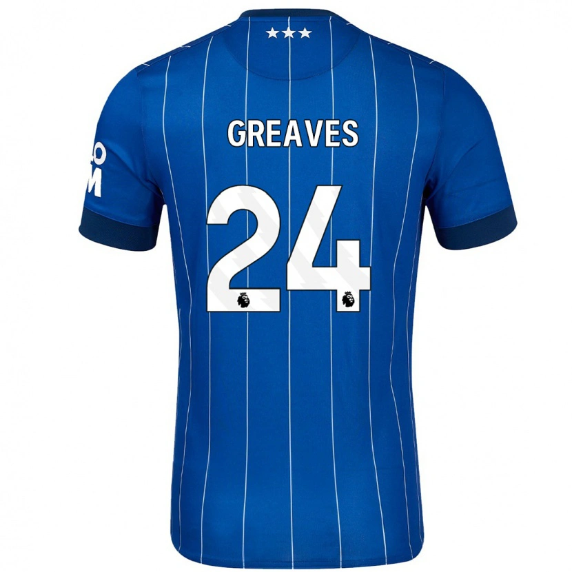 Danxen Bambino Maglia Jacob Greaves #24 Blu Navy Kit Gara Home 2024/25 Maglietta