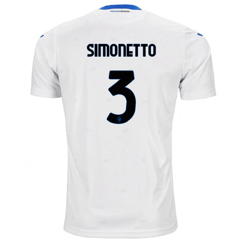 Danxen Bambino Maglia Federico Simonetto #3 Bianco Kit Gara Away 2024/25 Maglietta