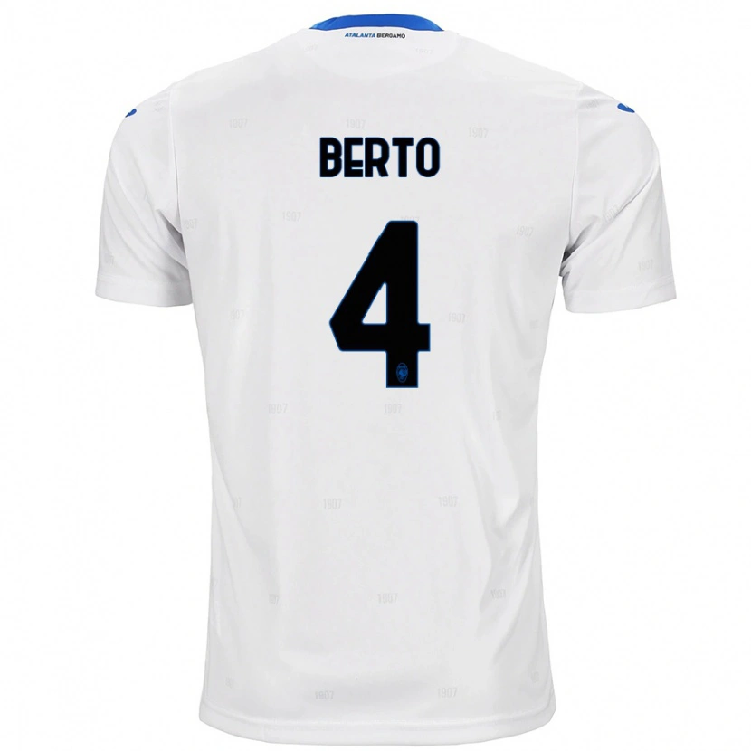 Danxen Bambino Maglia Gabriele Berto #4 Bianco Kit Gara Away 2024/25 Maglietta