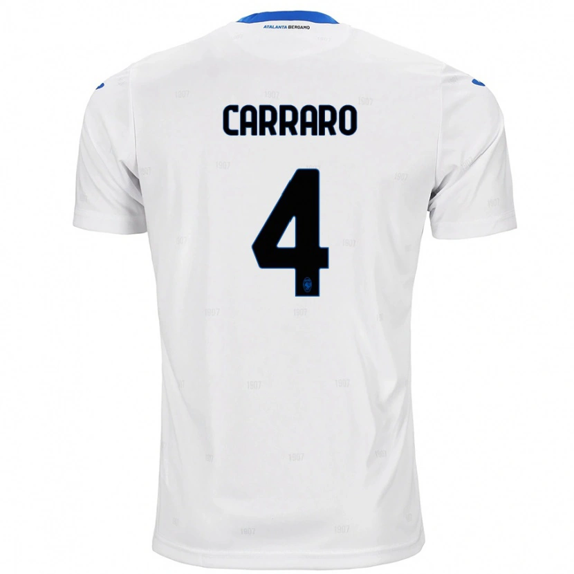 Danxen Bambino Maglia Marco Carraro #4 Bianco Kit Gara Away 2024/25 Maglietta