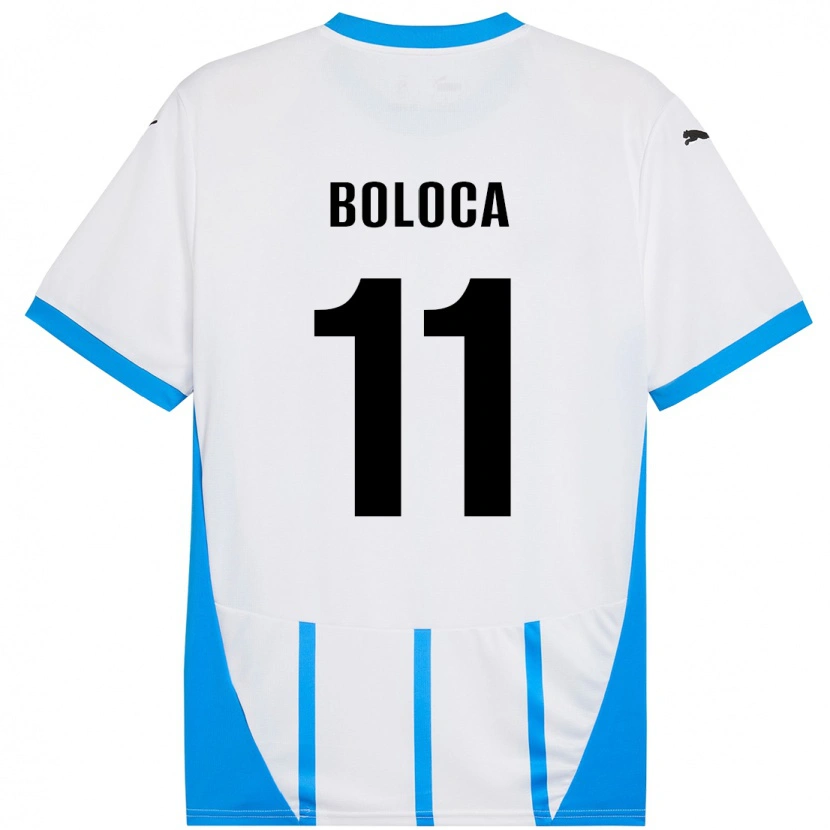 Danxen Bambino Maglia Daniel Boloca #11 Bianco Blu Kit Gara Away 2024/25 Maglietta