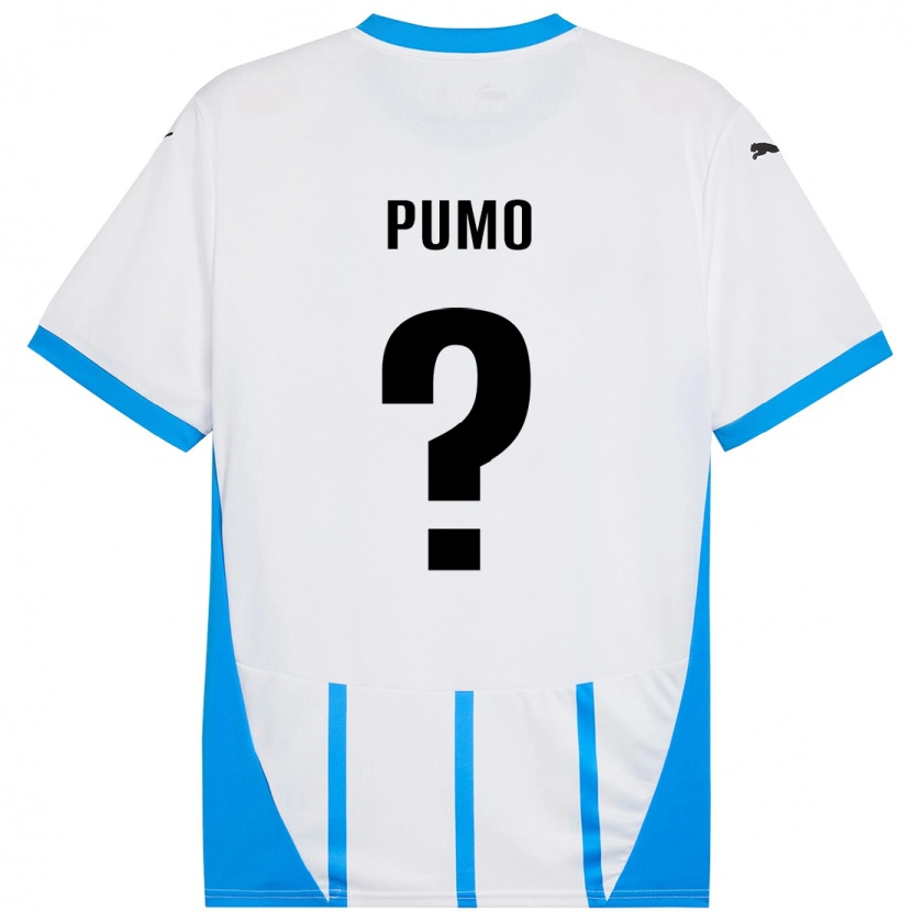 Danxen Bambino Maglia Samuele Pumo #0 Bianco Blu Kit Gara Away 2024/25 Maglietta