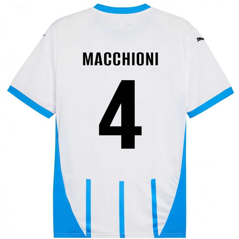 Danxen Bambino Maglia Tommaso Macchioni #4 Bianco Blu Kit Gara Away 2024/25 Maglietta