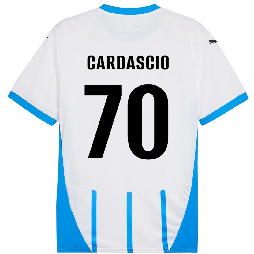 Danxen Bambino Maglia Alessandro Cardascio #70 Bianco Blu Kit Gara Away 2024/25 Maglietta