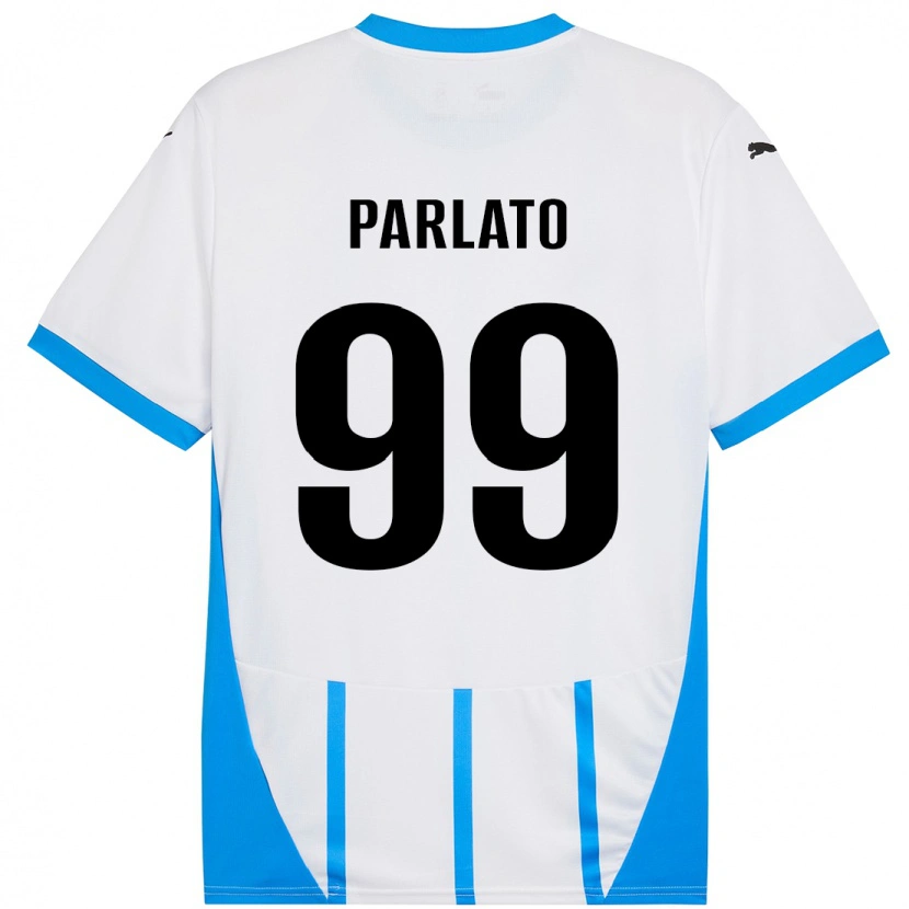 Danxen Bambino Maglia Claudio Parlato #99 Bianco Blu Kit Gara Away 2024/25 Maglietta