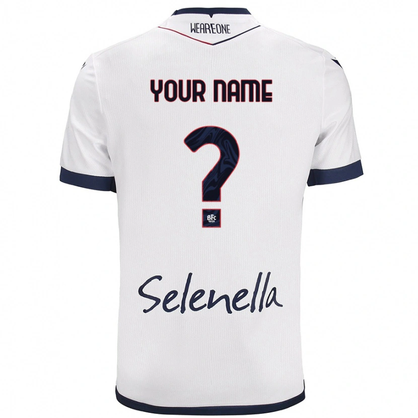 Danxen Bambino Maglia Il Tuo Nome #0 Bianco Blu Reale Kit Gara Away 2024/25 Maglietta