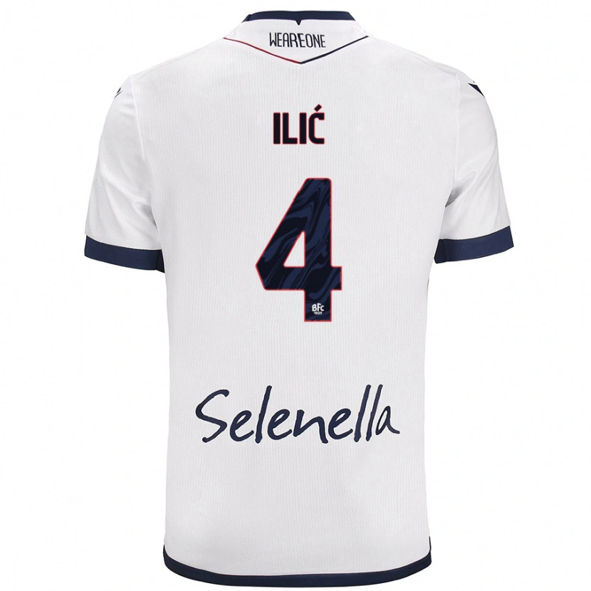 Danxen Bambino Maglia Mihajlo Ilić #4 Bianco Blu Reale Kit Gara Away 2024/25 Maglietta