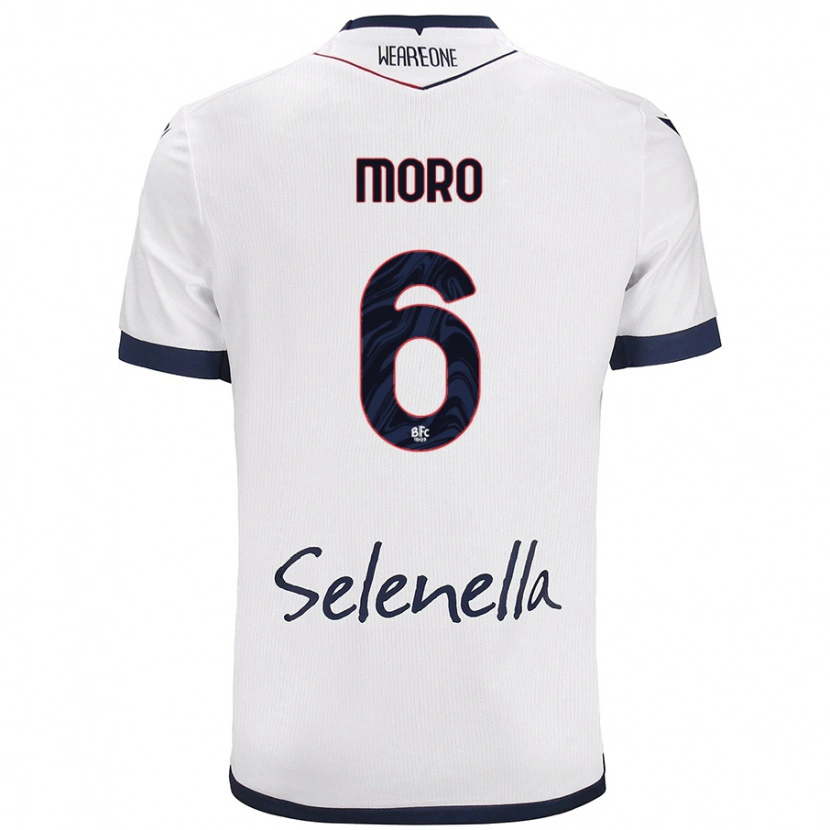 Danxen Bambino Maglia Nikola Moro #6 Bianco Blu Reale Kit Gara Away 2024/25 Maglietta