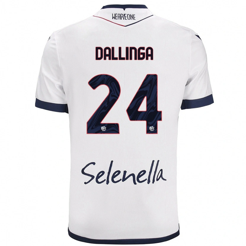 Danxen Bambino Maglia Thijs Dallinga #24 Bianco Blu Reale Kit Gara Away 2024/25 Maglietta