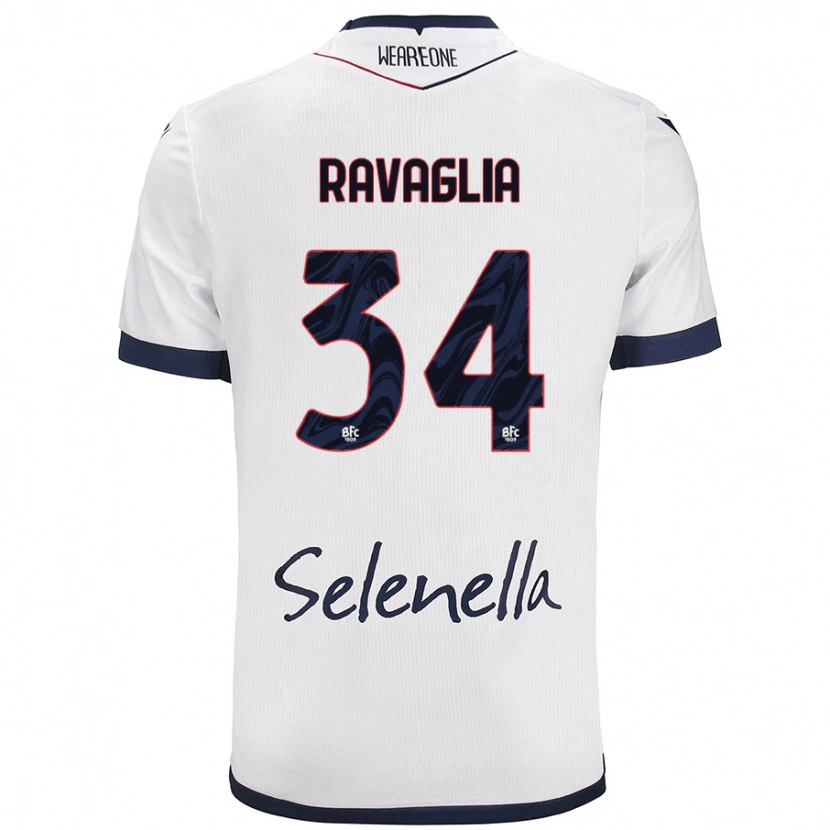 Danxen Bambino Maglia Federico Ravaglia #34 Bianco Blu Reale Kit Gara Away 2024/25 Maglietta