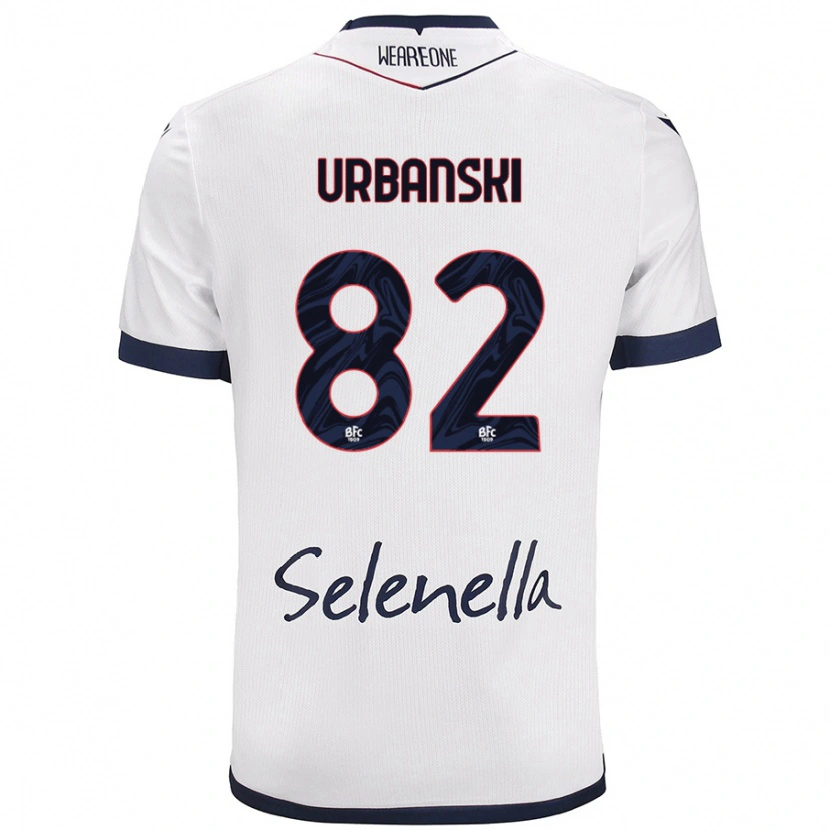 Danxen Bambino Maglia Kacper Urbanski #82 Bianco Blu Reale Kit Gara Away 2024/25 Maglietta