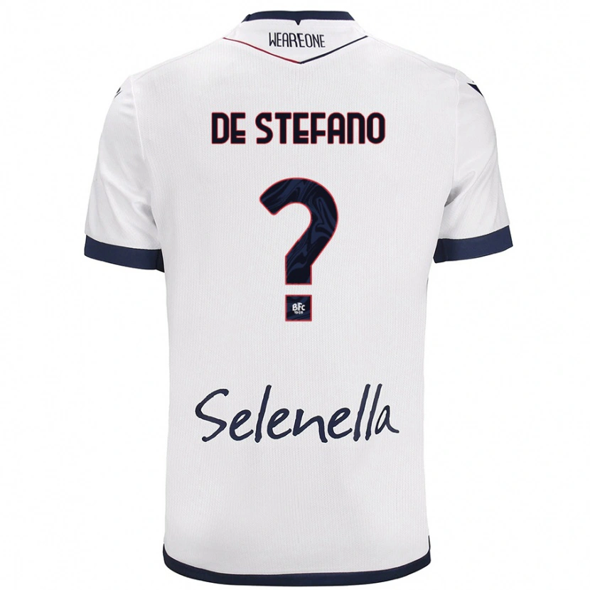 Danxen Bambino Maglia Nicolò De Stefano #0 Bianco Blu Reale Kit Gara Away 2024/25 Maglietta