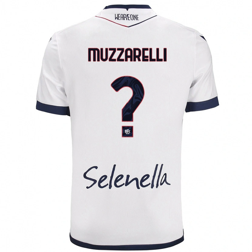 Danxen Bambino Maglia Lorenzo Muzzarelli #0 Bianco Blu Reale Kit Gara Away 2024/25 Maglietta