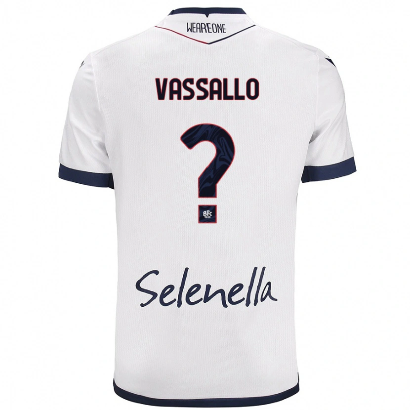 Danxen Bambino Maglia Giacomo Vassallo #0 Bianco Blu Reale Kit Gara Away 2024/25 Maglietta