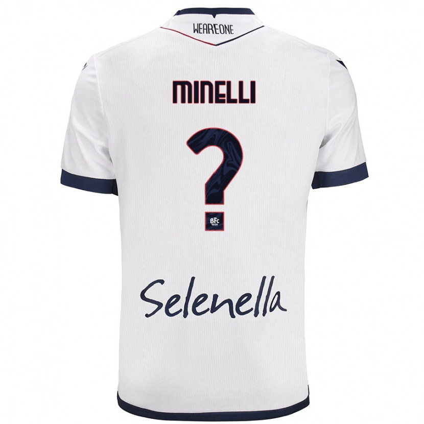 Danxen Bambino Maglia Leo Minelli #0 Bianco Blu Reale Kit Gara Away 2024/25 Maglietta
