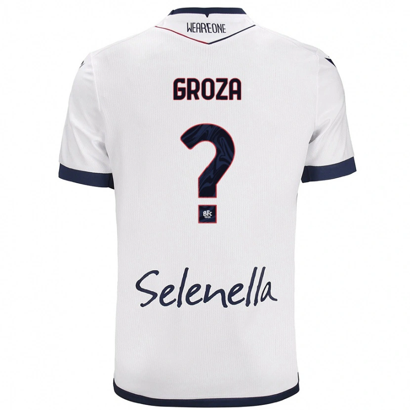 Danxen Bambino Maglia Darius Groza #0 Bianco Blu Reale Kit Gara Away 2024/25 Maglietta