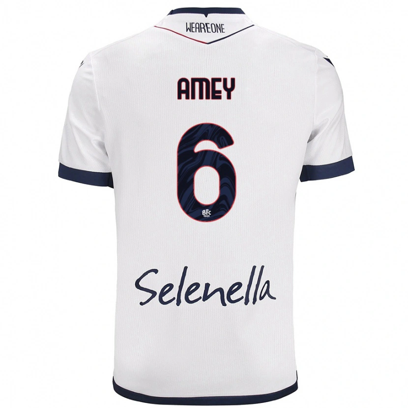 Danxen Bambino Maglia Wisdom Amey #6 Bianco Blu Reale Kit Gara Away 2024/25 Maglietta