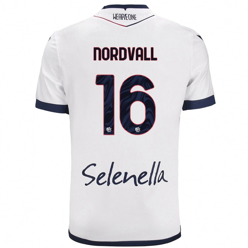 Danxen Bambino Maglia Ossian Nordvall #16 Bianco Blu Reale Kit Gara Away 2024/25 Maglietta