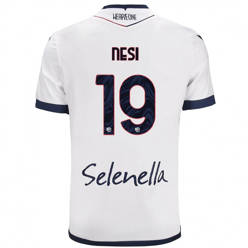 Danxen Bambino Maglia Luca Nesi #19 Bianco Blu Reale Kit Gara Away 2024/25 Maglietta