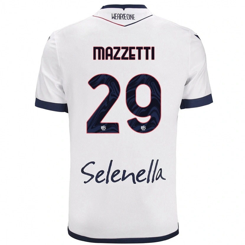 Danxen Bambino Maglia Gabriele Mazzetti #29 Bianco Blu Reale Kit Gara Away 2024/25 Maglietta