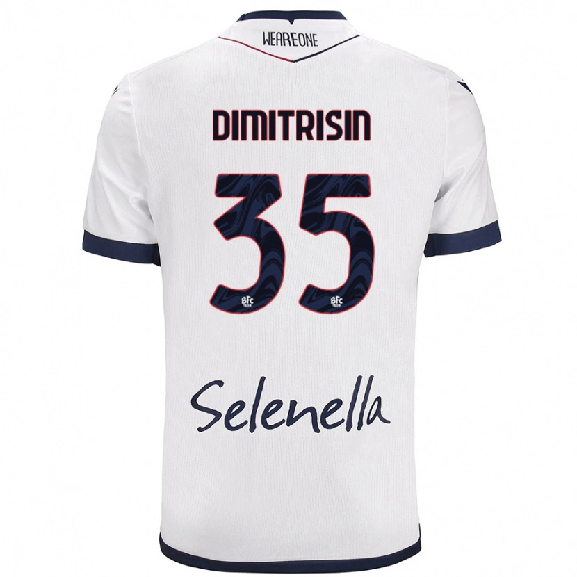 Danxen Bambino Maglia Danila Dimitrișin #35 Bianco Blu Reale Kit Gara Away 2024/25 Maglietta