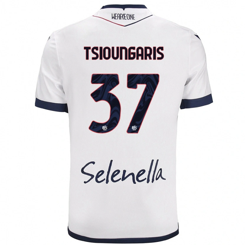 Danxen Bambino Maglia Theodoros Tsioungaris #37 Bianco Blu Reale Kit Gara Away 2024/25 Maglietta